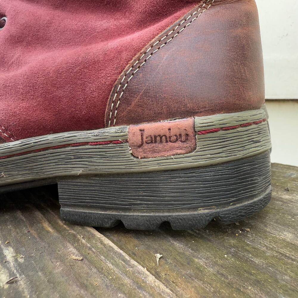 Jambu Hemlock Combat Boots Burgundy and Gray Leather Lace Up 9.5M - Picture 3 of 8